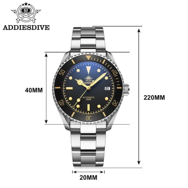 ADDIESDIVE Business Vintage Leather Automatic Mechanical Watch – 200m Waterproof 4