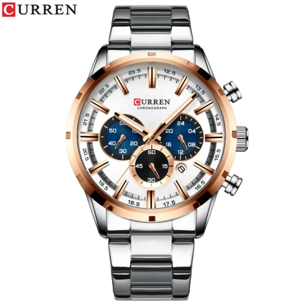 CURREN Mens Watches Top Brand Luxury Fashion Business Quartz Watch Men Sport Full Steel Waterproof Black Clock relogio masculino 2