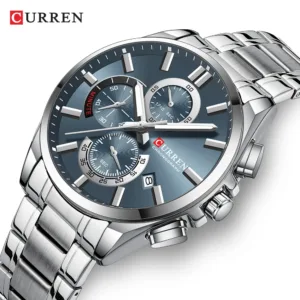 CURREN Men's Watches Top Brand Luxury Watch for Men Original Waterproof Stainless Steel Chronograph Moon Phase Date Rota Dial 1
