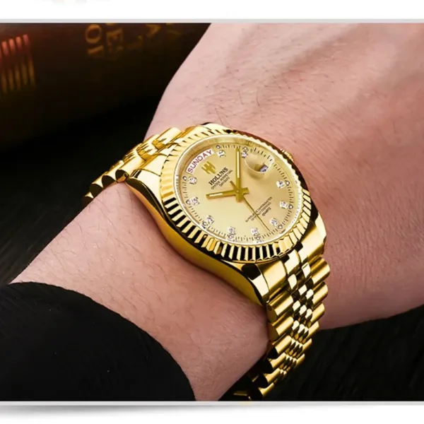 DD41mm HOLUNS Luxury Men Watches Japan MIYOTA Quartz Movt Stainless Steel Classic Business Golden Wristwatch Waterproof 3