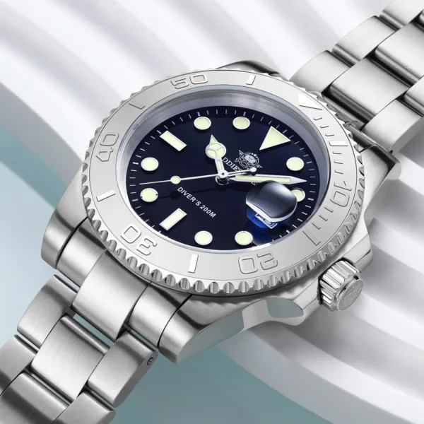 ADDIESIDVE Men's Stainless Steel Watch 200m Diver BGW9 Super Luminous Reloj Hombre European and American Business Quartz Watch 6