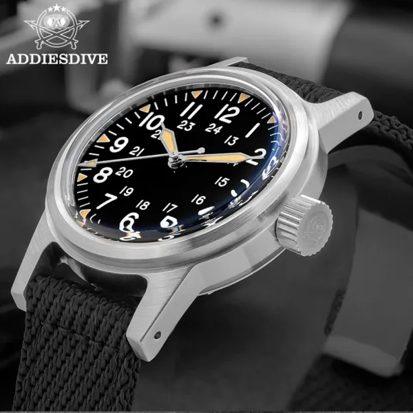ADDIESDIVE 36mm Men's Automatic Watch NH35A Movement Bubble Mirror Glass Men's Analog Mechanical Watches with Nylon Strap AD2088 3