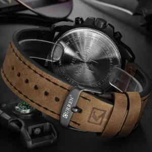 CURREN Mens Watches Top Luxury Brand Waterproof Sport Wrist Watch Chronograph Quartz Military Genuine Leather Relogio Masculino 5
