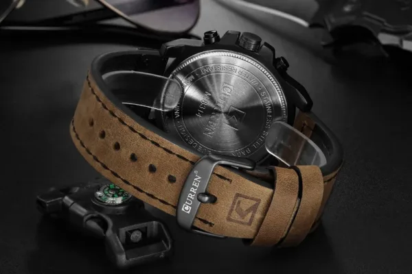 CURREN Mens Watches Top Luxury Brand Waterproof Sport Wrist Watch Chronograph Quartz Military Genuine Leather Relogio Masculino 5