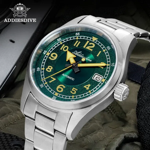 ADDIESDIVE New Watch For Men Sapphire NH35 Automatic 39mm Sunburst Dial Retro Luminous Dress WristWatch 200m Waterproof Watch 2