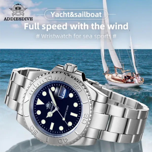 ADDIESIDVE Men's Stainless Steel Watch 200m Diver BGW9 Super Luminous Reloj Hombre European and American Business Quartz Watch 3