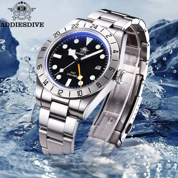ADDIESDIVE Top Brand 39mm Quartz GMT Watches 20Bar Waterproof Luminous Bubble Mirror Sport Glass Watch for Men Relogio Masculino 2