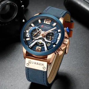 2021 CURREN Men Watches Top Brand Luxury Blue Leather Chronograph Sport Watch For Men Fashion Date Waterproof Clock Reloj Hombre 5