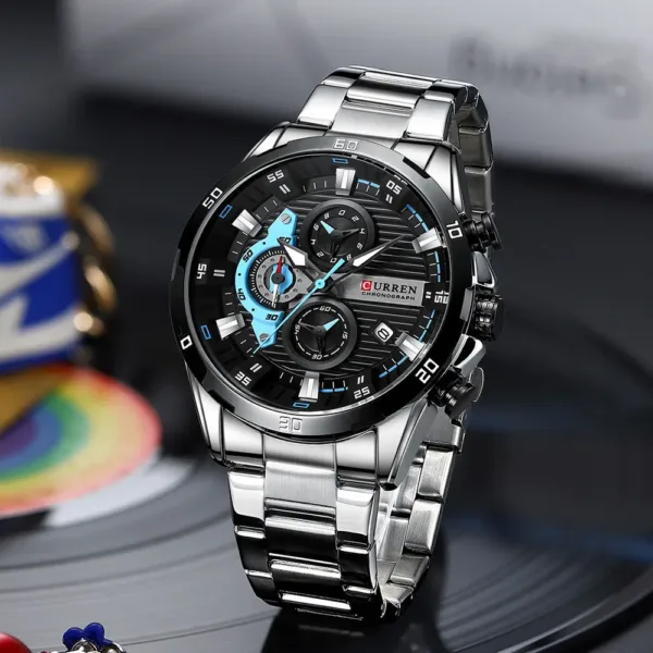 Curren Men’s Watches Top Brand Luxury Chronograph Quartz Men Watch Waterproof Sport Wrist Watch Men Stainless Steel Male Clock 4