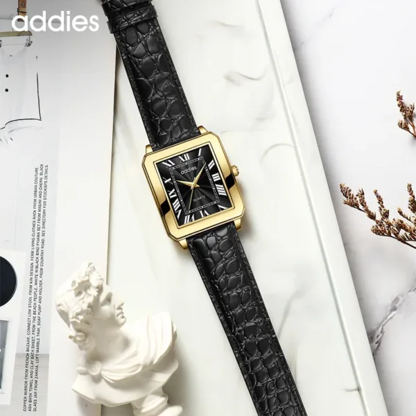 Addies Mens Quartz Watches Business Dress Waterproof Wristwatch Men Luxury Stainless steel Breathable Leather Reloj Hombre 5