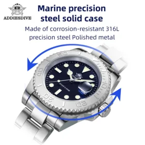 ADDIESIDVE Men's Stainless Steel Watch 200m Diver BGW9 Super Luminous Reloj Hombre European and American Business Quartz Watch 4