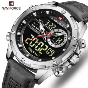 NAVIFORCE Military Watches for Men Fashion Sport Chronograph Alarm Wristwatch Waterproof Quartz Big Clock Digital Male Watch 1