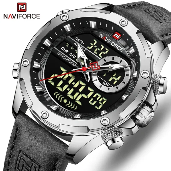 NAVIFORCE Military Watches for Men Fashion Sport Chronograph Alarm Wristwatch Waterproof Quartz Big Clock Digital Male Watch 1