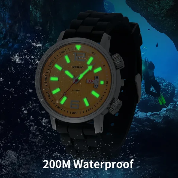 Miyota 8205 20ATM Diver Automatic Mechanical Watch Men Sport Luminous Sapphire Waterproof Wristwatch Swimming Self Winding Watch 3