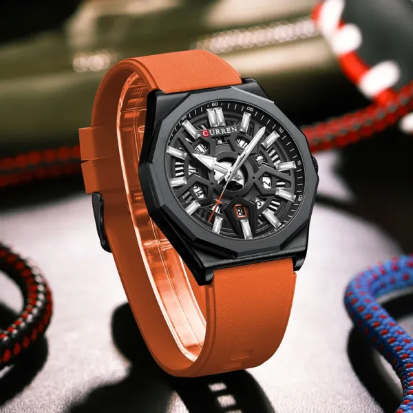 CURREN Men's Luxury Military Sports Silicone Waterproof Quartz Wrist Watch Fashion Clock Relogio Masculino 3