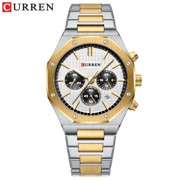 CURREN Temperament Men Luxury Fashion Design Gold Men Watches Multifunction Luminous Quartz Male WristWatch Relogio Masculino 4