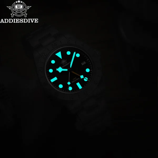 ADDIESDIVE Top Brand 39mm Quartz GMT Watches 20Bar Waterproof Luminous Bubble Mirror Sport Glass Watch for Men Relogio Masculino 5