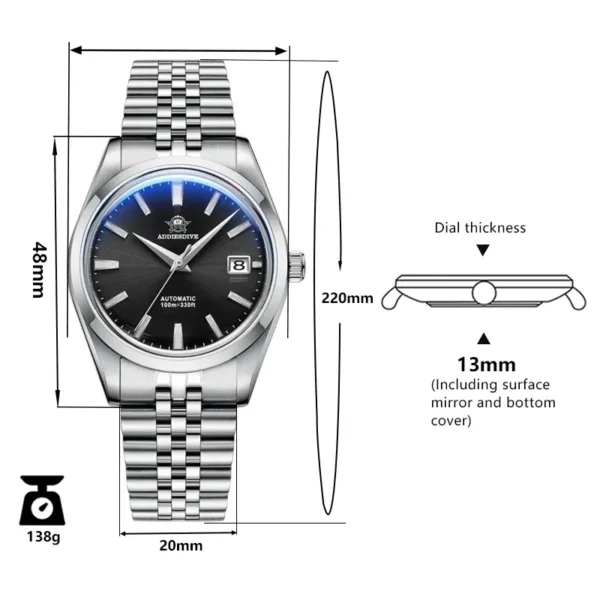 ADDIESDIVE 39mm Men’s Automatic NH35 Diver Watch – 100m Waterproof 5