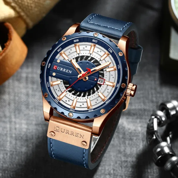 CURREN Fashion Mens Watches Waterproof Top Brand Luxury Calendar Male Watch men Leather Sport Military Wristwatch Dropship 5