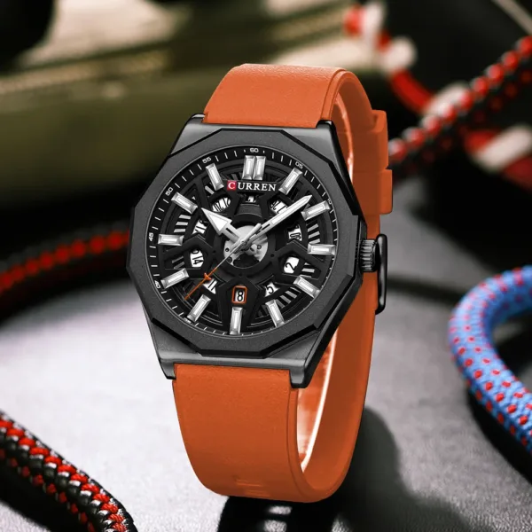 CURREN Men's Luxury Military Sports Silicone Waterproof Quartz Wrist Watch Fashion Clock Relogio Masculino 4