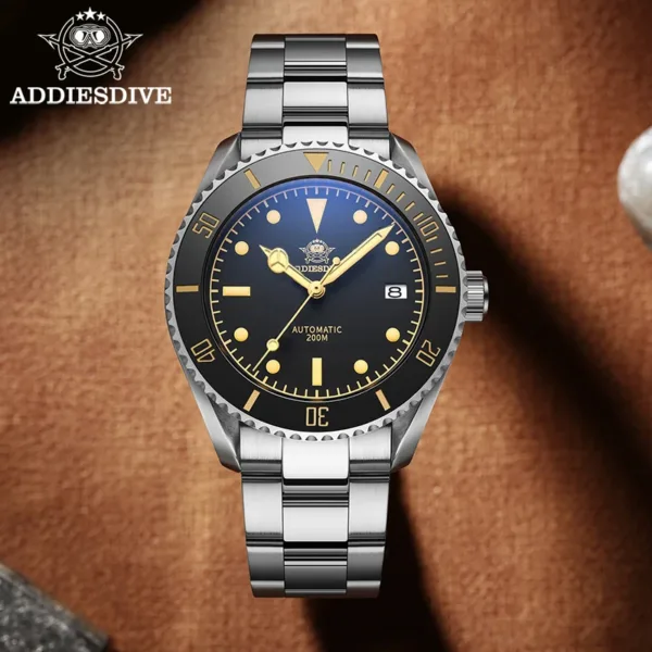 ADDIESDIVE Business Vintage Leather Automatic Mechanical Watch – 200m Waterproof 5