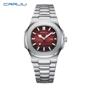 CRRJU Top Luxury Brand Man Watch Sports Waterproof Luminous Date Men Wristwatch Square Dial Quartz Men's Watches High Quality 2