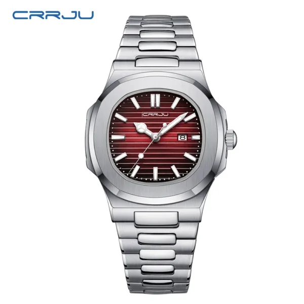 CRRJU Top Luxury Brand Man Watch Sports Waterproof Luminous Date Men Wristwatch Square Dial Quartz Men's Watches High Quality 2