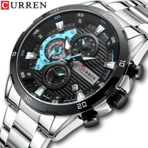 Curren Men’s Watches Top Brand Luxury Chronograph Quartz Men Watch Waterproof Sport Wrist Watch Men Stainless Steel Male Clock 1