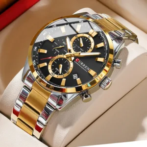 CURREN Quartz Chrono Sport Watch Brands for Men - Stainless Steel Bracelet and Multifunctional Dial 1