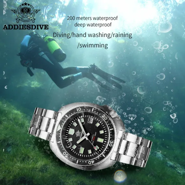 ADDIESDIVE Sapphire Crystals Steel Watch Man Fashion Design Stainless Automatic Mechanical Watch Scratch Resistant Diving Watch 5