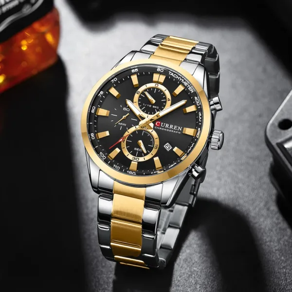 CURREN Quartz Chrono Sport Watch Brands for Men - Stainless Steel Bracelet and Multifunctional Dial 5