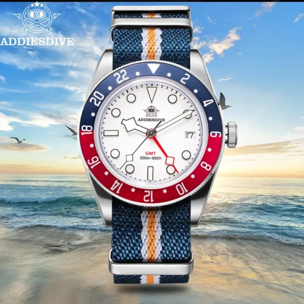 ADDIESDIVE Luxury GMT515-24H Men's Watch Diver 200m Bubble Mirror Glass BGW9 Super Luminous Stainless Steel Men's Analog Watches 3