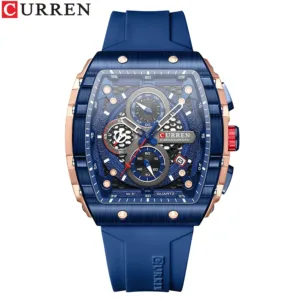 CURREN Fashion men watch brand unique square design luxury quartz sports tape watches men waterproof 6