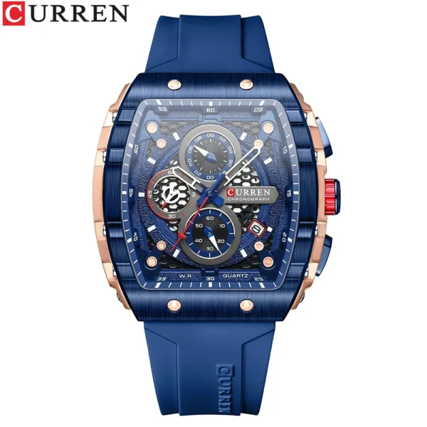 CURREN Fashion men watch brand unique square design luxury quartz sports tape watches men waterproof 6