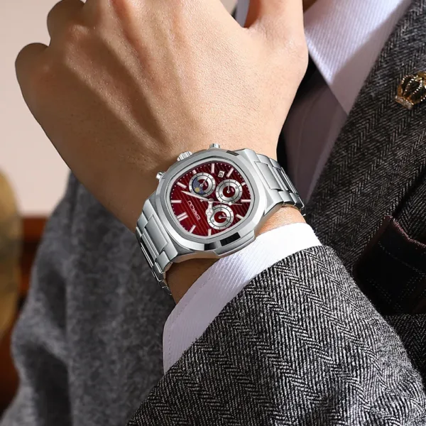 CRRJU Men's Watch Waterproof Luminous Wrist Watch Quartz Stainless Steel Watch for Men Pilot Top Brand Male Watches Chronograph 4