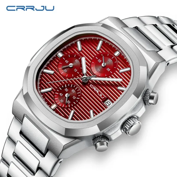CRRJU Luxury Man Watch Business Waterproof Male Clock Luminous Date Stainless Steel Square Quartz Men Watch reloj hombre 2024 3