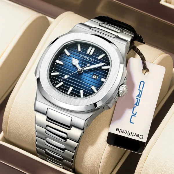 CRRJU Top Luxury Brand Man Watch Sports Waterproof Luminous Date Men Wristwatch Square Dial Quartz Men's Watches High Quality 4