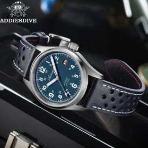 ADDIESDIVE Men's Automatic Watch NH35A Mechanical Watch Waterproof Analog Watch Sapphire Glass BGW9 Luminous with Leather Strap 1