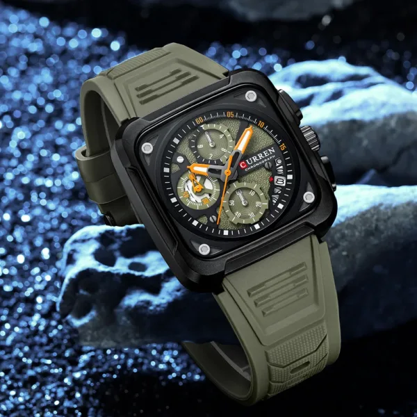 Sport Watch Silicone Strap Chronograph Men Quartz Military Watch Waterproof Wrist Watches Relogio Masculino Man Clock 6