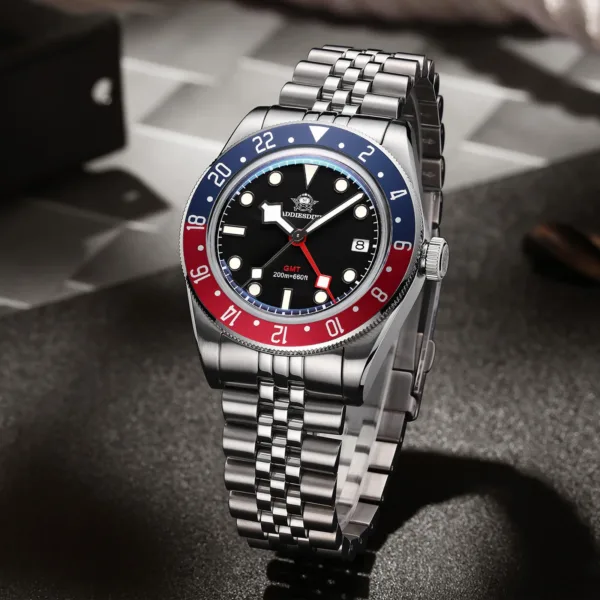 ADDIESDIVE Luxury GMT515-24H Men's Watch Diver 200m Bubble Mirror Glass BGW9 Super Luminous Stainless Steel Men's Analog Watches 1