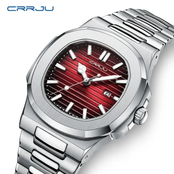CRRJU Top Luxury Brand Man Watch Sports Waterproof Luminous Date Men Wristwatch Square Dial Quartz Men's Watches High Quality 3