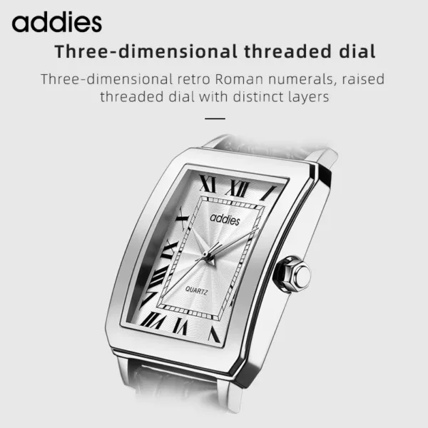 Addies Mens Quartz Watches Business Dress Waterproof Wristwatch Men Luxury Stainless steel Breathable Leather Reloj Hombre 2