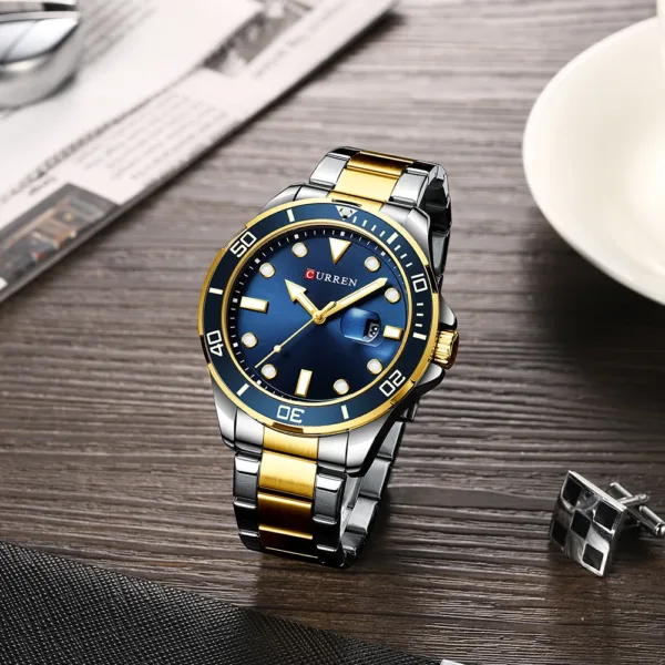 2021 CURREN New Green Water Ghost Series Brand High-end luxury Watches Automatic Watch Men All Steel Waterproof Quartz Watch 4