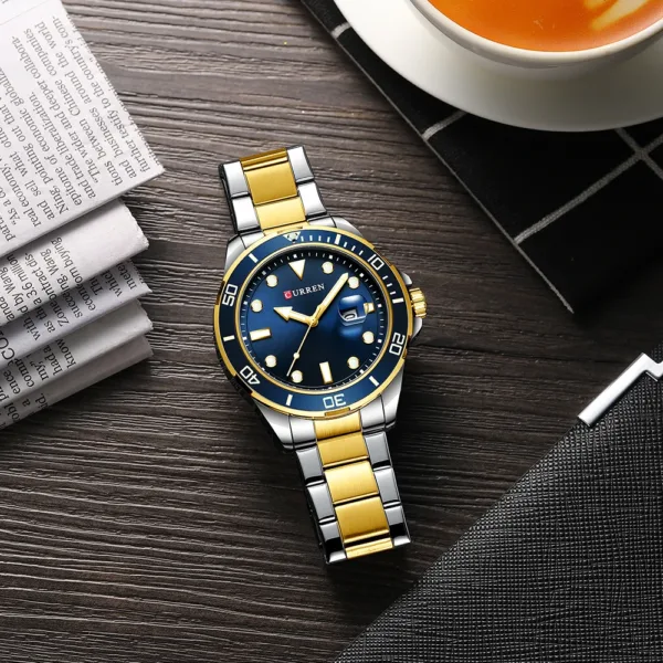 2021 CURREN New Green Water Ghost Series Brand High-end luxury Watches Automatic Watch Men All Steel Waterproof Quartz Watch 6