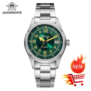 ADDIESDIVE New Watch For Men Sapphire NH35 Automatic 39mm Sunburst Dial Retro Luminous Dress WristWatch 200m Waterproof Watch 1