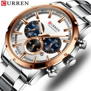 CURREN Mens Watches Top Brand Luxury Fashion Business Quartz Watch Men Sport Full Steel Waterproof Black Clock relogio masculino 1