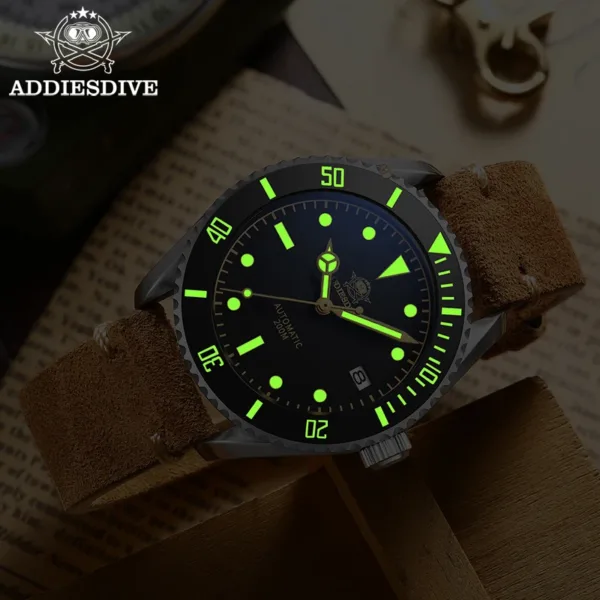 ADDIESDIVE Business Vintage Leather Automatic Mechanical Watch – 200m Waterproof 3