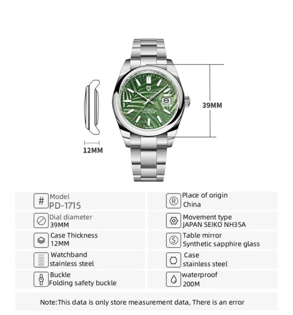 PAGANI DESIGN 39mm Men's Mechanical WristWatches NH35 Luxury Automatic Watch for men Sapphire Stainless Steel 20Bar Waterproof 6