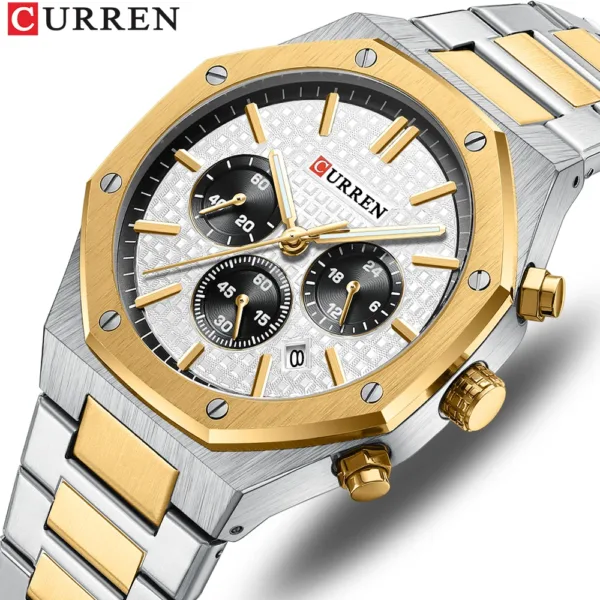 CURREN Temperament Men Luxury Fashion Design Gold Men Watches Multifunction Luminous Quartz Male WristWatch Relogio Masculino 5