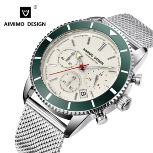 Men Panda Watches Date Chronograph Stop Quartz Watches Calendar Luminous Men`s Watch 42mm Dial 3ATM Relogio Masculino 1